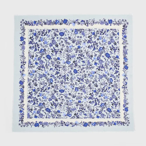 Ditsy Blue Folk Square Scarf